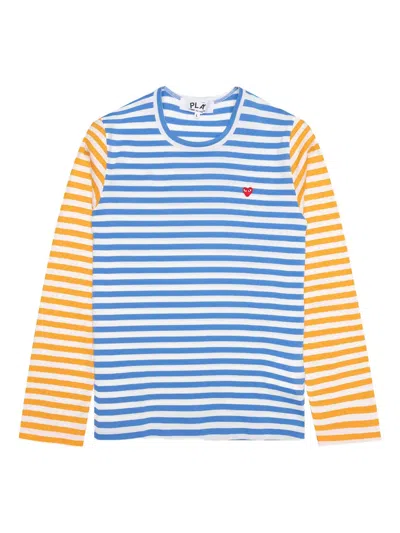 Comme Des Garçons Play Striped Long-sleeve T-shirt In Multi