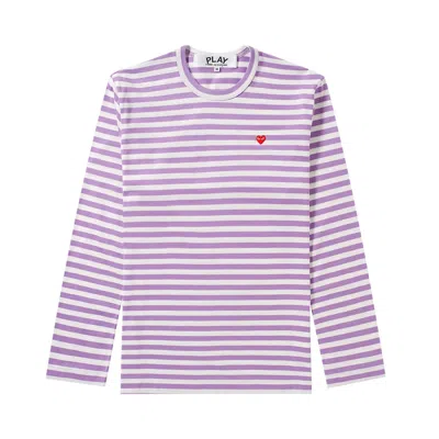 Pre-owned Comme Des Garçons Play Striped Long-sleeve T-shirt 'purple'