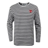 Comme Des Garçons Play Heart-patch Striped Cotton T-shirt