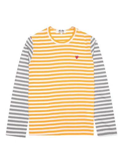 Comme Des Garçons Play Striped Long-sleeve T-shirt In Yellow