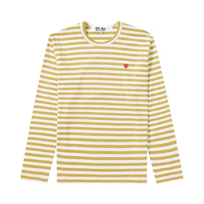 Pre-owned Comme Des Garçons Play Striped Long-sleeve T-shirt 'yellow'