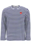 Comme Des Garçons Play Long Sleeve Stripe Cotton T-shirt In Black And White