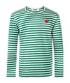 Comme Des Garçons Play Striped Heart Embellished Top In Green
