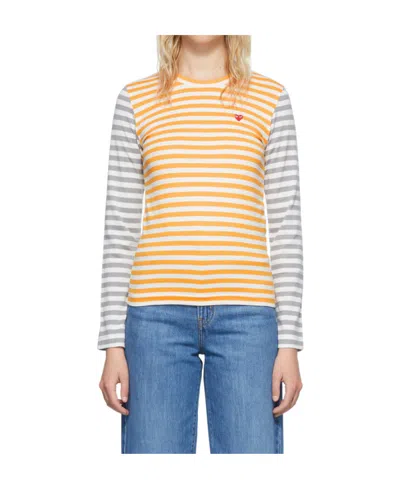 Comme Des Garçons Play Striped Long-sleeved T-shirt In Multicolor