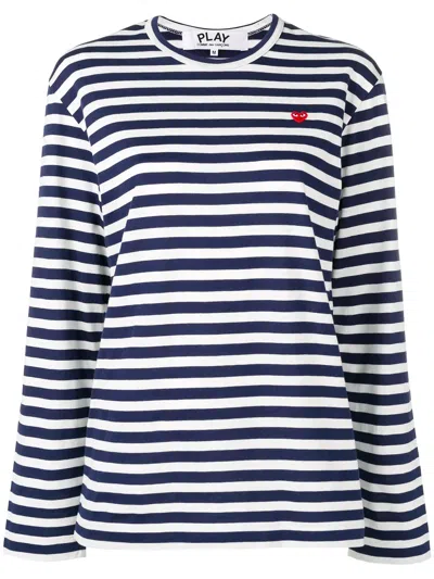 Comme Des Garçons Play Striped Longsleeve T-shirt In Gold