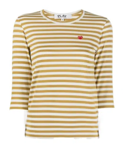 Comme Des Garçons Play Striped Long-sleeve T-shirt In Neutral
