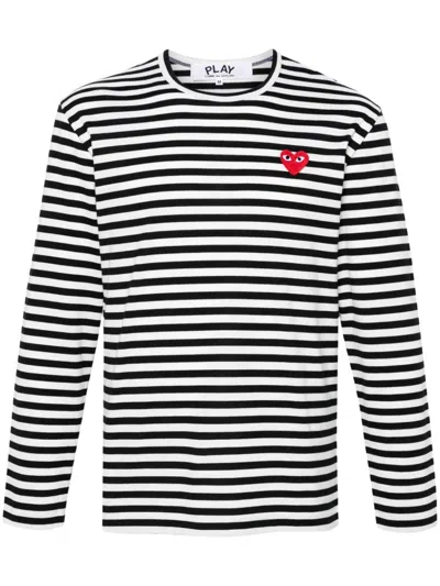 COMME DES GARÇONS PLAY STRIPED RED HEART LONG-SLEEVED T-SHIRT