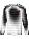 Comme Des Garçons Play Heart-patch Striped Cotton T-shirt In Black