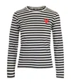 Comme Des Garçons Play Logo Striped T-shirt With Round Neck And Long Sleeves In Black