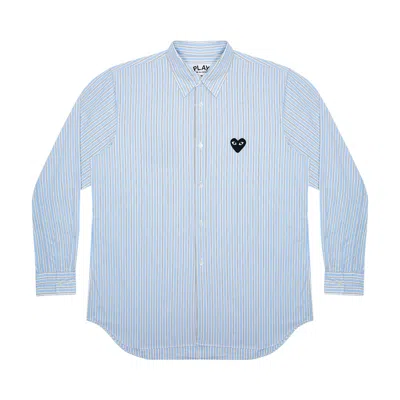 Pre-owned Comme Des Garçons Play Striped Shirt 'blue' | Men's Size M