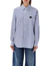 Shop Comme Des Garçons Play Striped Shirt With Black Heart Patch