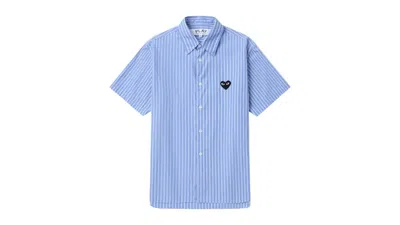Pre-owned Comme Des Garçons Play Striped Short Sleeve Shirt In Acid Blue