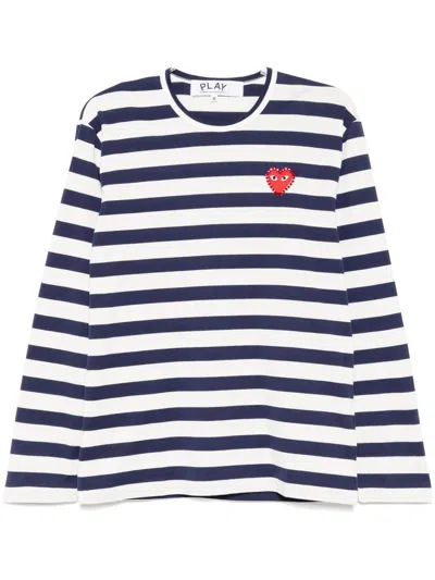 Comme Des Garçons Play Striped T-shirt In 白色