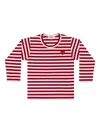 Comme Des Garçons Play Kids Red & White Heart Long Sleeve T-shirt In Red