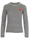 Comme Des Garçons Play Striped Red Heart Long-sleeved T-shirt
