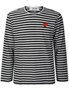 Comme Des Garçons Play Heart-patch Striped Cotton T-shirt In Black