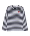 Comme Des Garçons Play Heart-patch Striped Cotton T-shirt In Black