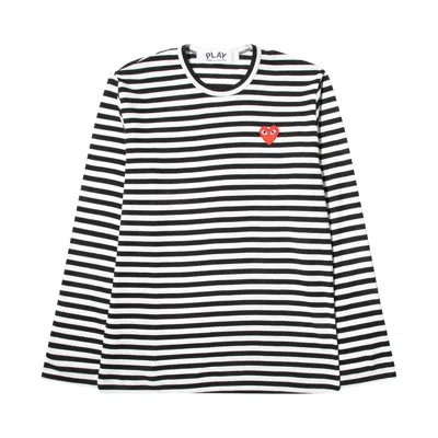 Pre-owned Comme Des Garçons Play Striped T-shirt 'black/white'