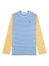 Comme Des Garçons Play Bi-color Stripe Longsleeve T-shirt Blue In Blue