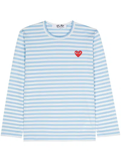 Comme Des Garçons Play Striped T-shirt In Blue