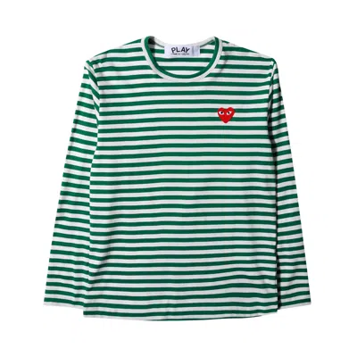 Pre-owned Comme Des Garçons Play Striped T-shirt 'green/white'
