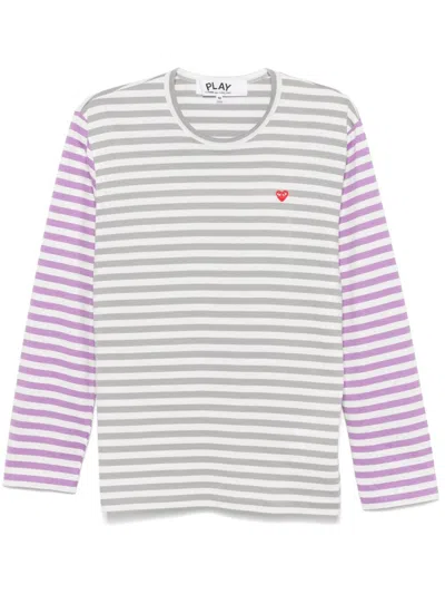 Comme Des Garçons Play Striped T-shirt In Grey