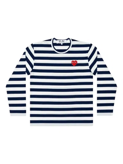 Comme Des Garçons Play Striped T-shirt In Multi