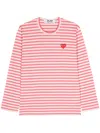 Comme Des Garçons Play Logo Patch Stripes T-shirt In Pink