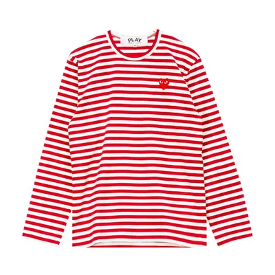 Pre-owned Comme Des Garçons Play Striped T-shirt 'red/white'