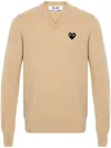 Comme Des Garçons Play Heart-patch Wool Jumper In 3 Light Camel