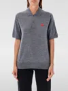 Comme Des Garçons Play Comme Des Garcons Play Mens Grey Logo-patch Short-sleeve Wool Polo Shirt In Grau