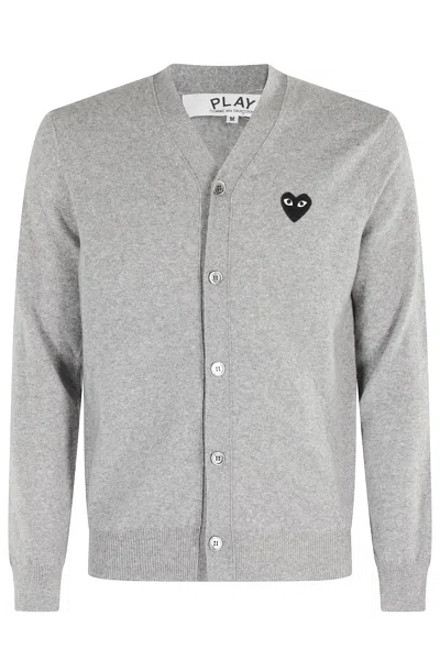 Comme Des Garçons Play Sweater Gold Emblem Black Heart In Gray