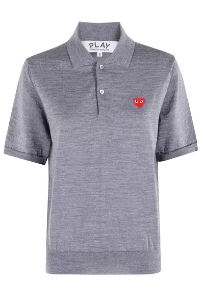Comme Des Garçons Play Sweater Red Emblem In Gray