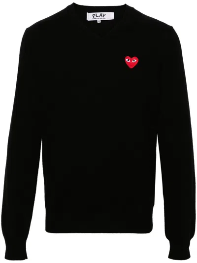 Comme Des Garçons Play Sweater Red Emblem Knit Clothing In 1 Black