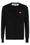 Comme Des Garçons Play Emblem Rhinestone-heart Sweater In Black