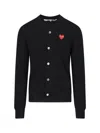 Comme Des Garçons Play Overlapping Heart Wool Cardigan In Black