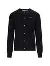 Comme Des Garçons Play Ribbed Cuff And Hem Crewneck Top In Black