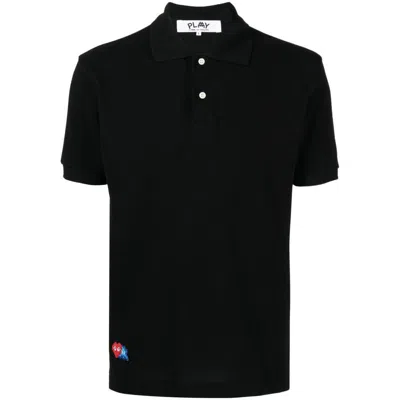Comme Des Garçons Play Comme Des Garcons Play Polo Shirt With Graphic Embroidery In Black