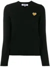Comme Des Garçons Play Heart-patch V-neck Wool Sweater In Black