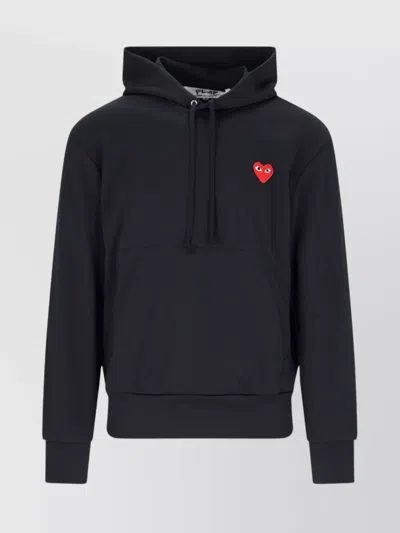 Comme Des Garçons Play Sweatshirt Hooded Kangaroo Pocket In Black