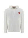 Comme Des Garçons Play Heart-patch Zipped Hoodie In White