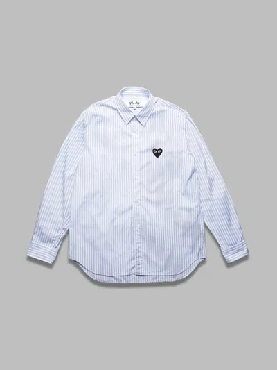 Comme Des Garçons Play T-shirt Black Emblem Woven - Stripe - 100% Cotton - Made In Japan In White