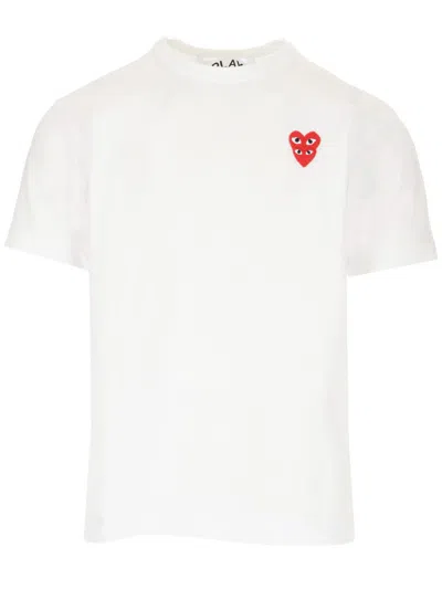 Comme Des Garçons Play T-shirt Double Red Hearts In White
