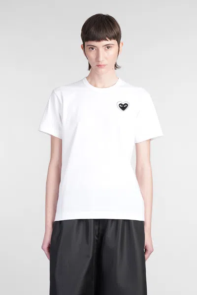 Comme Des Garçons Play White Metal Stone Emblem Black Heart T-shirt