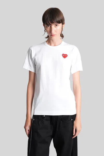 COMME DES GARÇONS PLAY T-SHIRT IN WHITE COTTON