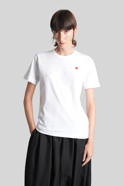 COMME DES GARÇONS PLAY T-SHIRT IN WHITE COTTON
