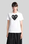 Comme Des Garçons Play White Stud Print Black Heart T-shirt In White