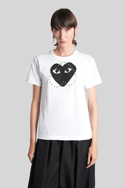 COMME DES GARÇONS PLAY T-SHIRT IN WHITE COTTON