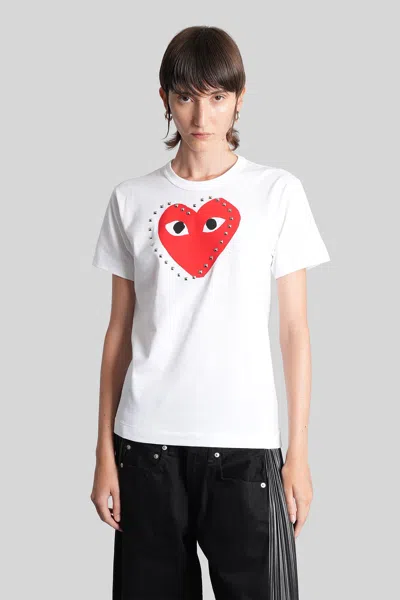 COMME DES GARÇONS PLAY T-SHIRT IN WHITE COTTON