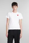 Comme Des Garçons Play Logo Embroidered T-shirt With Round Neck In White